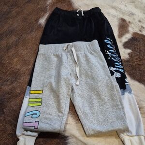 Justice Grey & Black Kids Jogger Pants with Color Accent Logo